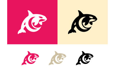 Orca whale logo designs in pink and black.