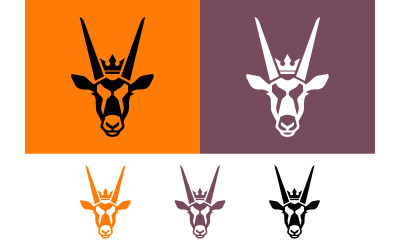Oryx head logo with crown orange background.