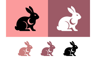 Rabbit with crescent moon icon symbol.