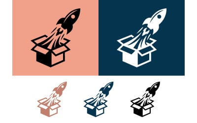 Rocket launching from a box symbol.