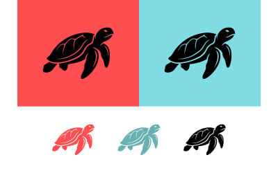 Sea turtle icons with color variations for design.