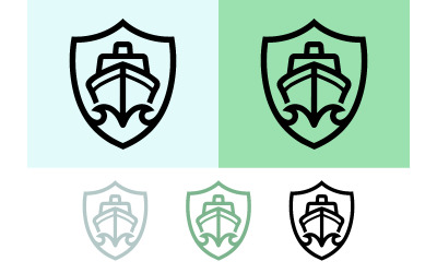 Ship emblem shield blue green black white.