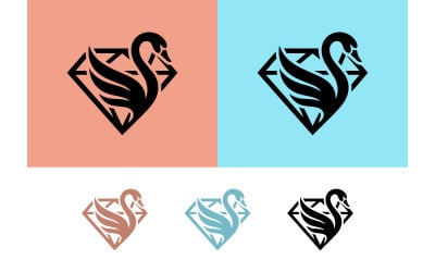 Swan diamond emblem elegant logo design.