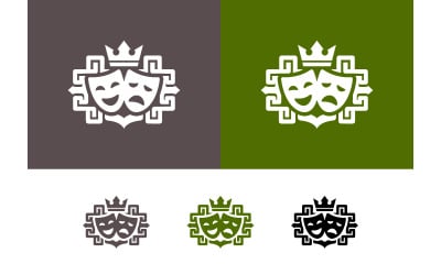 Theater masks royal emblem for performance.