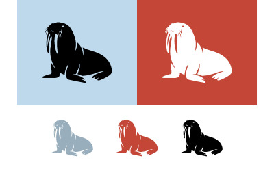 Walrus icons in diverse color options for design.