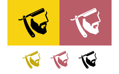 Logo holicího strojku na žlutém pozadí s variacemi.
