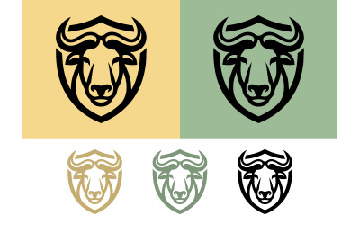 Buffalo head shield logo design.