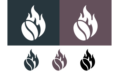 Logotipos com grãos de café e chamas.