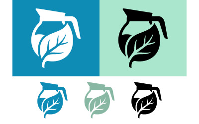 Coffee pot leaf logo designs.
