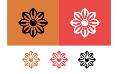 Flower music logo on colored backgrounds for apps.