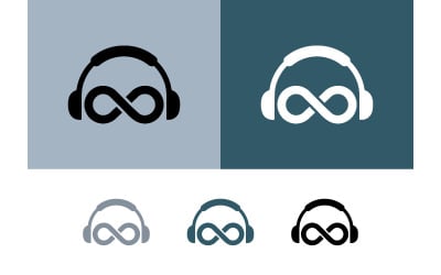 Headphones infinity symbol logo on backgrounds.