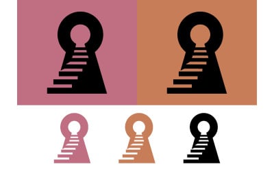 Keyhole stairs logo pink brown black white.