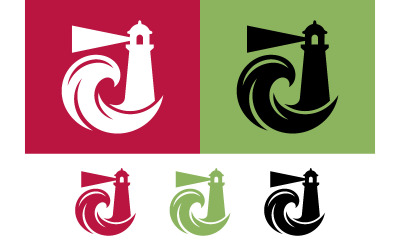 Vuurtoren golf logo rood groen zwart wit.