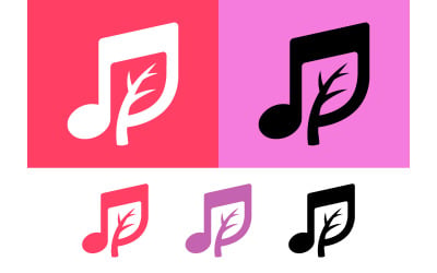 Musical note with leaf for nature music theme.