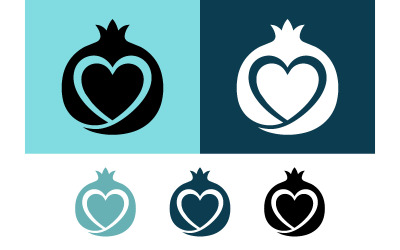 Pomegranate heart logo design variations.
