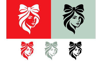 Logo représentant un visage de femme avec un nœud et des cheveux longs et flottants.