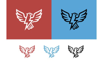 Logotipo de águia com raio como emblema.