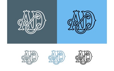 Monogram AD Logo-Design in Grau und Blau.