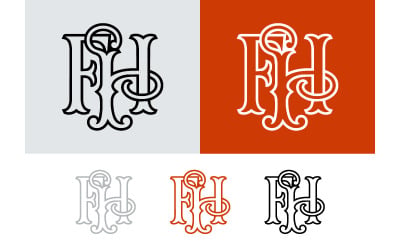 Monogramm RH Logo-Design in Orange und Grau.