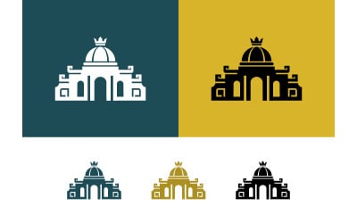 Set di icone di edifici palaziali, design grafico.