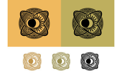 Sol- och måneemblem med himmelsk knut för harmoni.