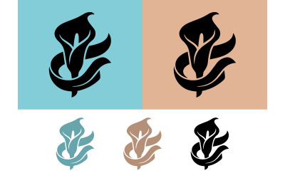 Calla lily silhouette on color background vector.