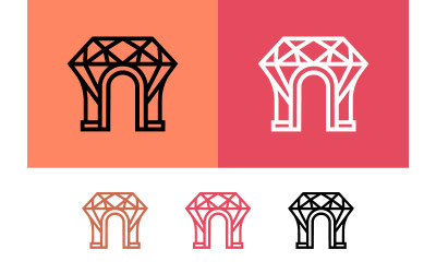 Arkitektonisk logotypdesign med diamantbåge.