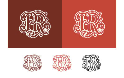 Monogram pr initials ornate emblem logo design.