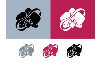 Orchid flower silhouette on color background vector.