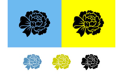 Silhueta de flor de peônia em fundo colorido (vetor).
