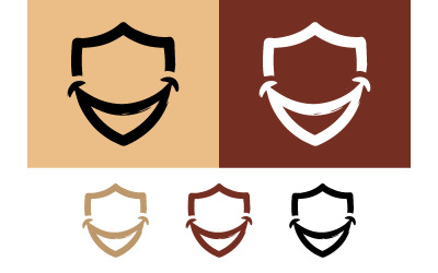 Shield smile logo beige brown.