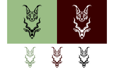 Logo-Design im Stil der Stammeskunst mit Karakal-Antilope.