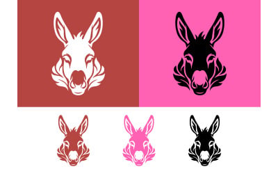 Diseño de logotipo con cabeza de burro y orejas grandes.