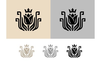 Emblema floral con corona para un toque de lujo.
