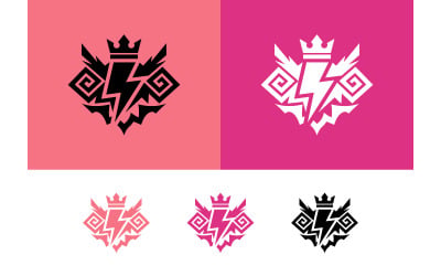 Diseño de logotipo tribal con corona de rayo.