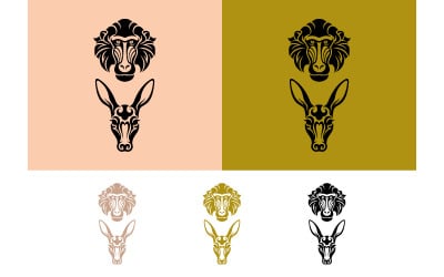 Logotipos de cabezas de mono y burro.