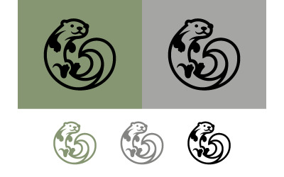Diseño de logotipo de nutria en una pose juguetona.