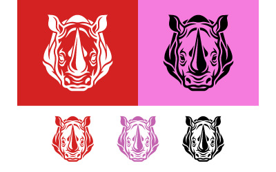 Logo-Design mit Nashorn-Stammesmotiv und Gesicht in Rot.