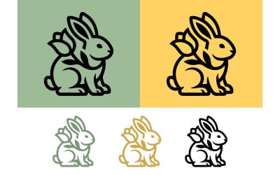 Logotipo estilizado de coelho com flor.