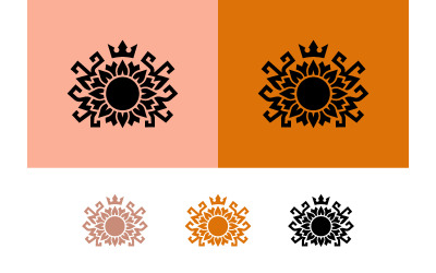 Emblema de girasol con corona para productos orgánicos.