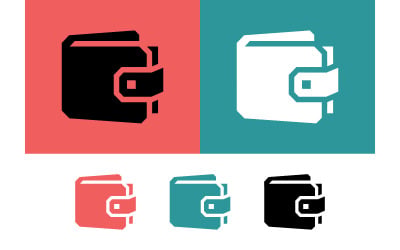 Wallet icon simple pink and teal.