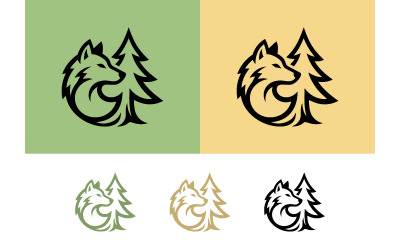 Varg och tall logotyp design grön beige.