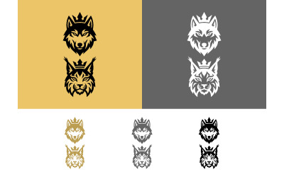 Emblema real con corona de cabeza de lince lobo.
