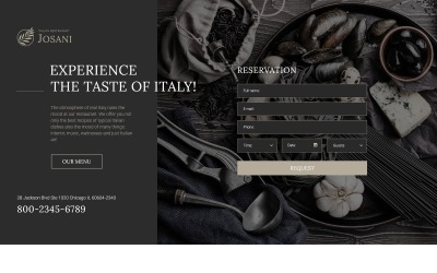 Modelo de página de destino responsiva de restaurante italiano