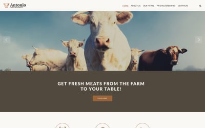 Plantilla de sitio web receptivo para granjas de ganado