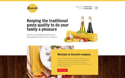 Plantilla web para sitio web de pasta y ravioles