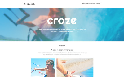 Responsiv webbplatsmall för kitesurfing