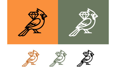 Diseño de logotipo de pájaro cardenal con diamante.
