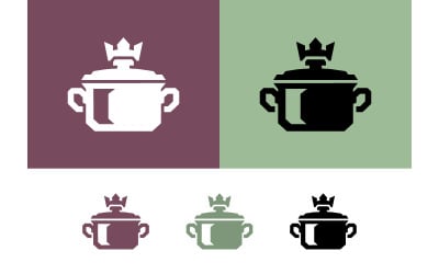 Iconos de ollas de cocina en varios colores para cocinas.