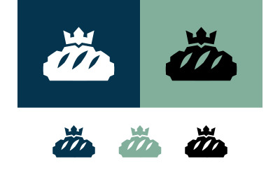 Logotipo de la hogaza de pan King sobre fondo azul y verde.